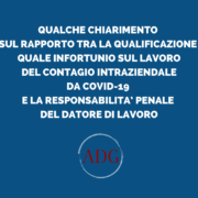 INFORTUNIO SUL LAVORO DEL CONTAGIO INTRAZIENDALE DA COVID-19